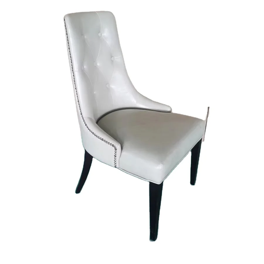 

#Mid Century Modern Ergonomic Dining Chair with Grey Fabric Solid Wood Legs for Home Furniture and Hotel Use