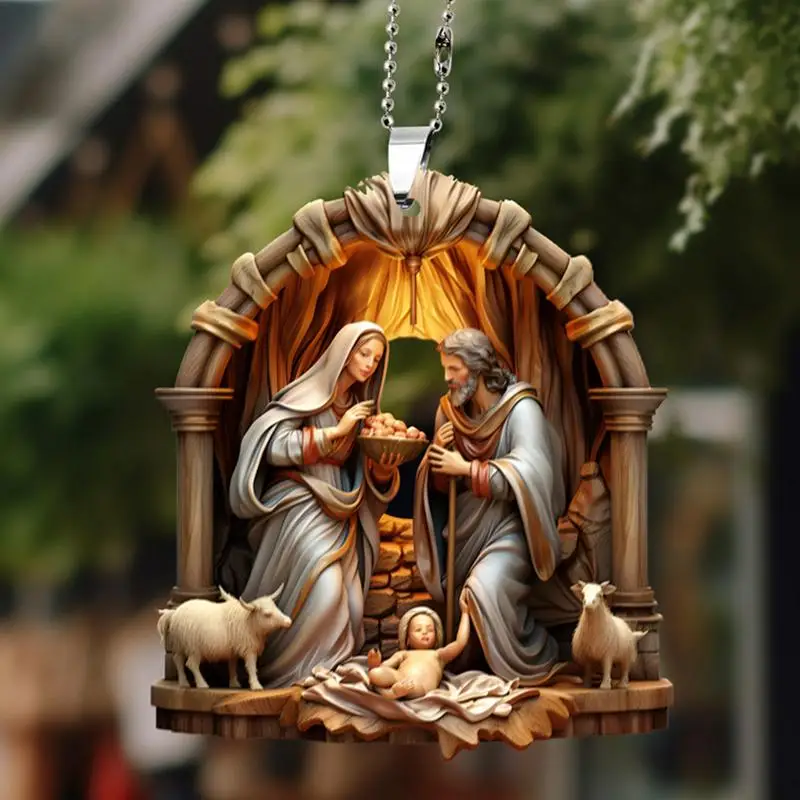 Weihnachtskrippe, Ornamente, die Geburt Jesu, Dekor, 2D-Acryl-Hängedekorationen für Weihnachtsbaum, 2025, Neujahrsgeschenke