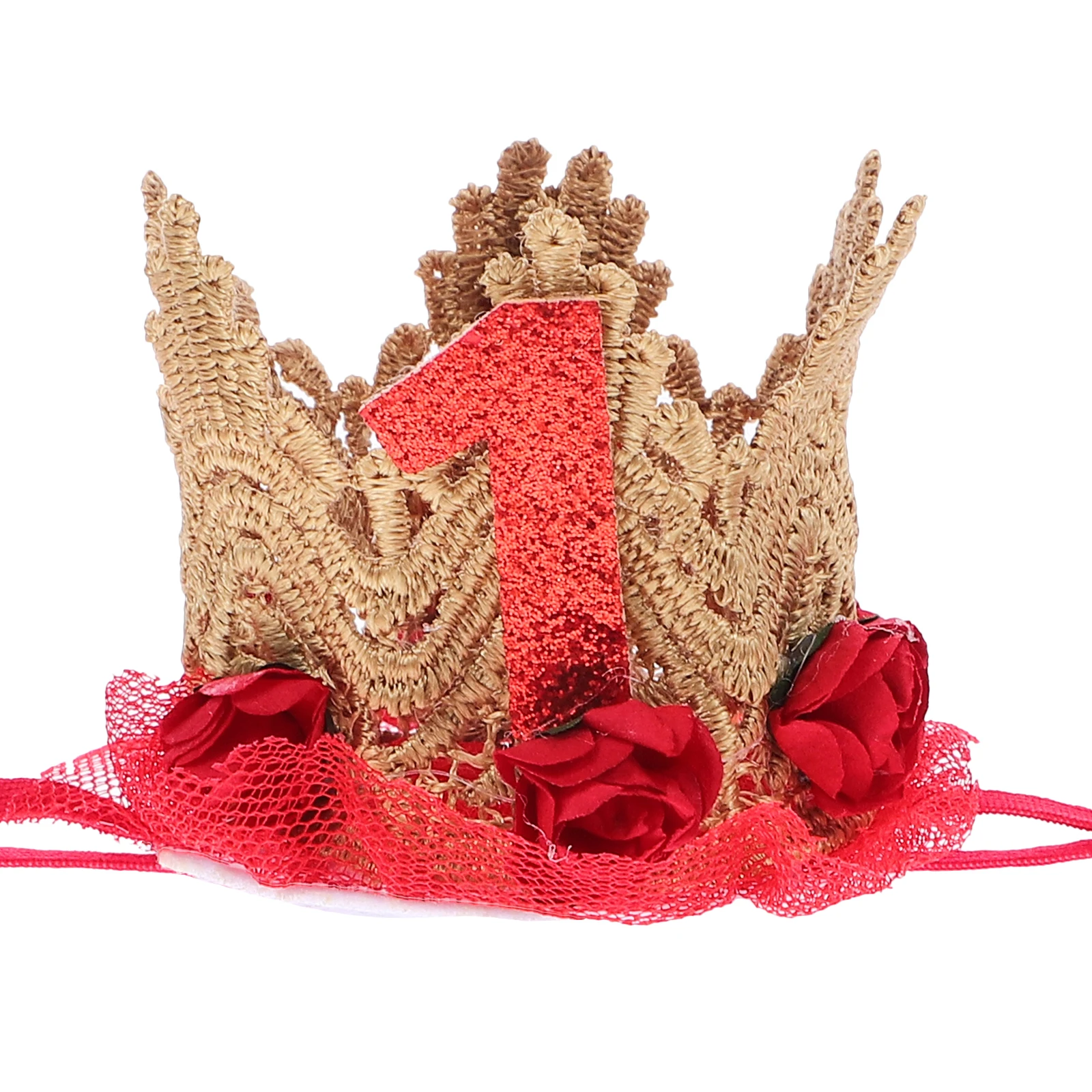

1st Birthday Hat Red Round Corner Design Photo Props Kids Toddlers Party Crown Hats Stylish Comfortable Unique Decorative Themes