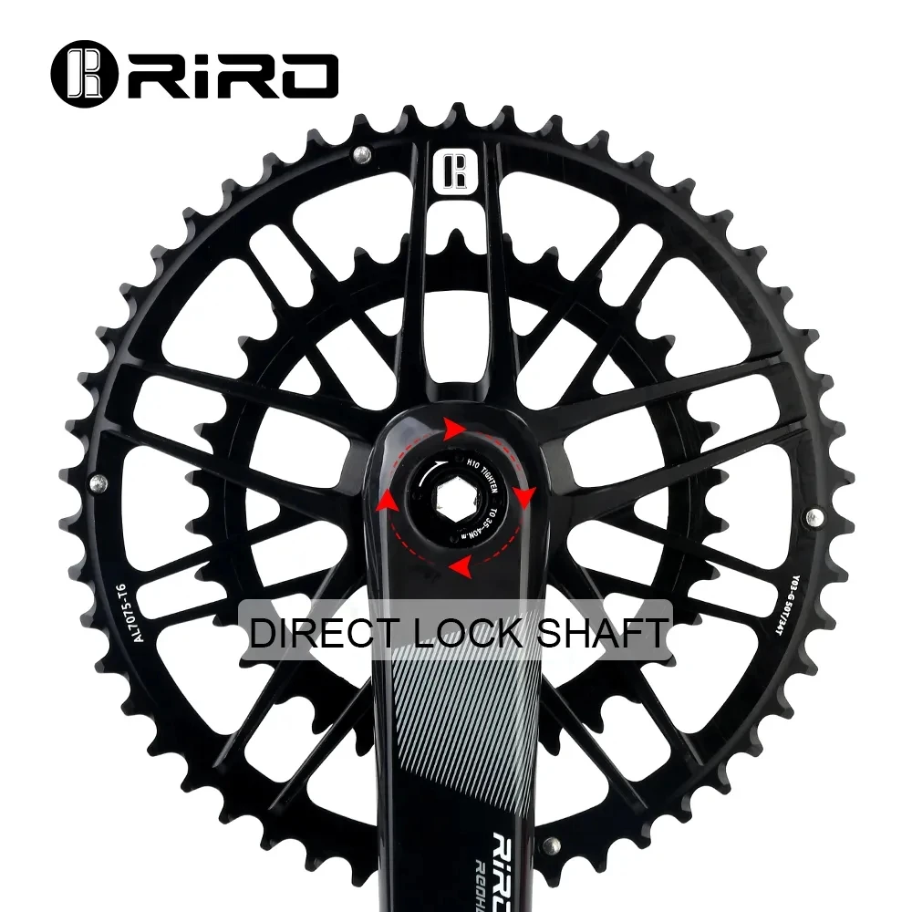 RIRO Carbon Fiber Crank Road Bike 11/12 Speed 50-34/53-39T Direct Mount Bicycle Crankset 170mm 46/48/50/52T Bike Chainring