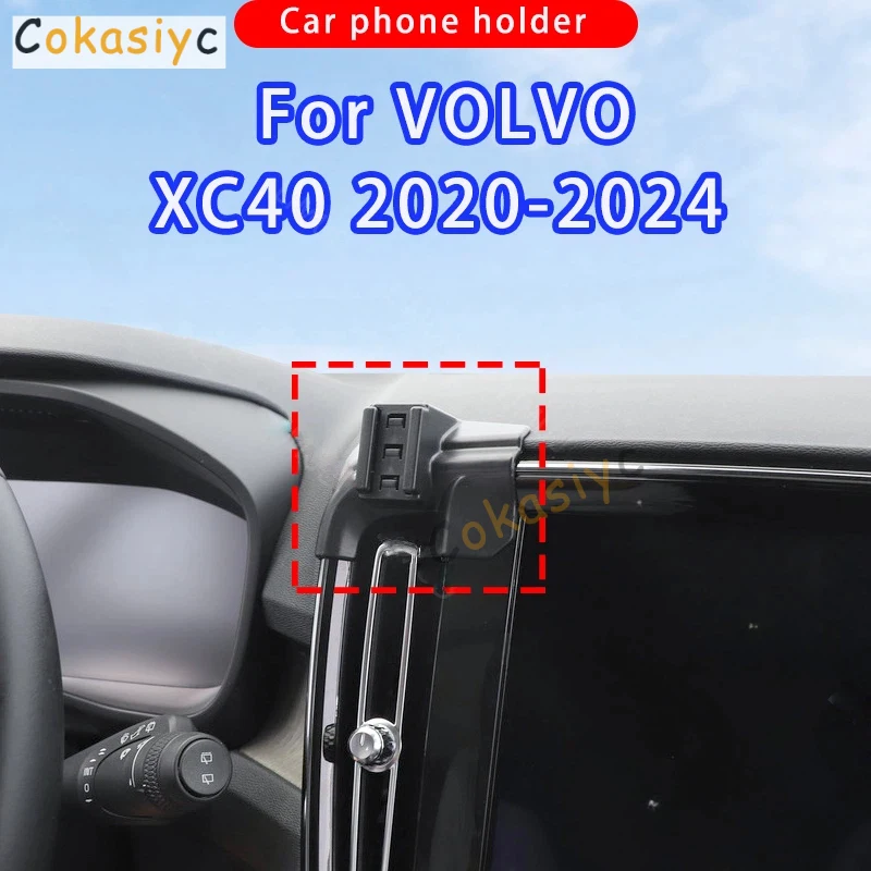 Suporte de Telefone para Carro para Volvo XC40 2020-2024 com Carregamento Sem Fio, Base Fixa Dedicada, Acessórios Internos Automotivos