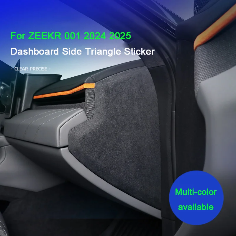 

For ZEEKR 001 2024 2025，Decorative sticker on the side triangular panel of the car instrument panel Super Suede car accessories