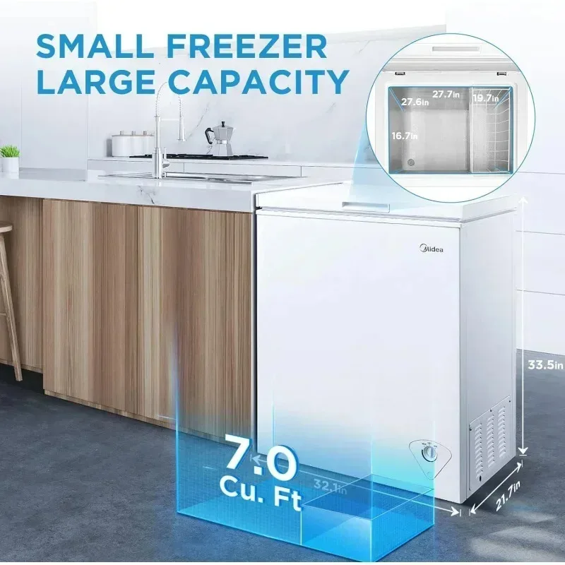 ECMidea MRC070S0AWW Chest Freezer & COMFEE' Portable Mini Dishwasher Countertop with 5L Built-in Water Tank for Apartments