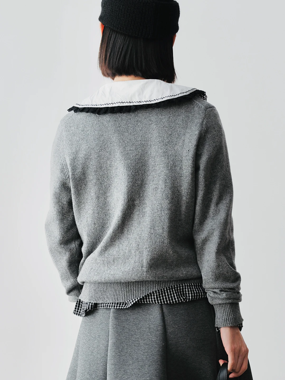 Cardigan 2024 autumn/winter cotton gray design casual round neck wool sweater long sleeved top 244854