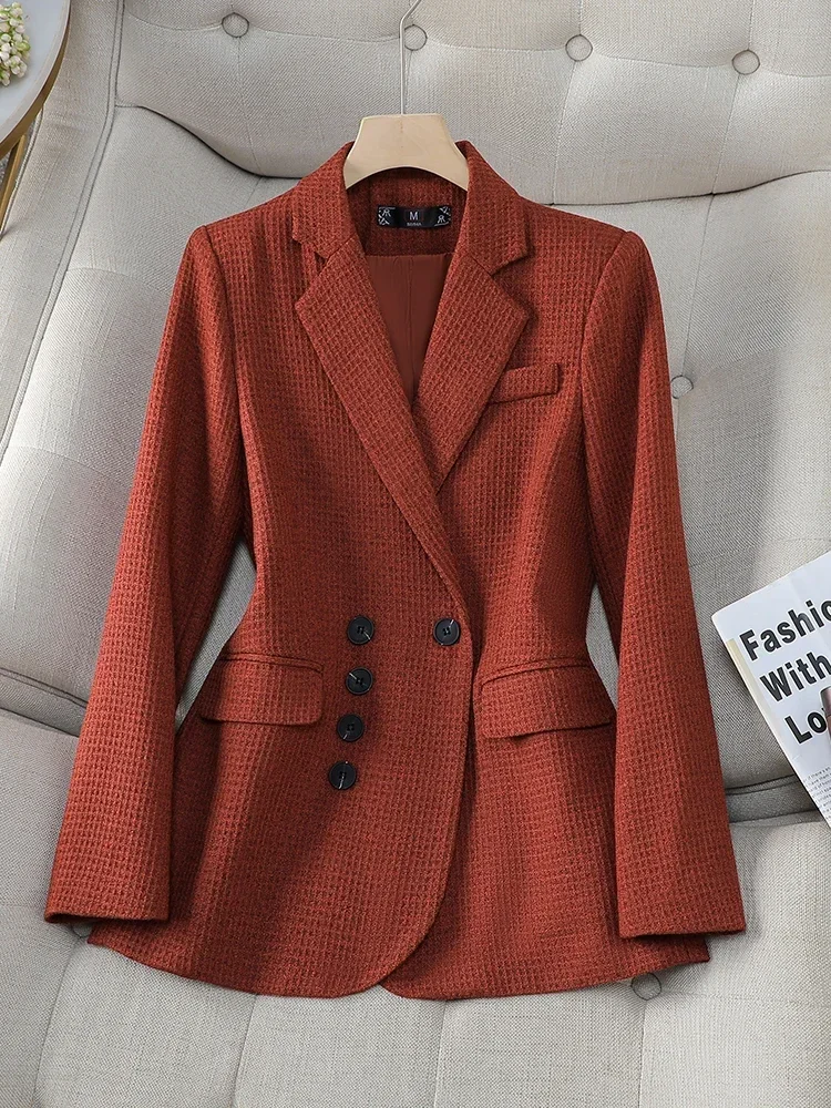 Blazer décontracté à simple boutonnage pour femme, veste pour femme, manteau à manches longues, décoration de bouton, orange, vert, noir, automne, hiver