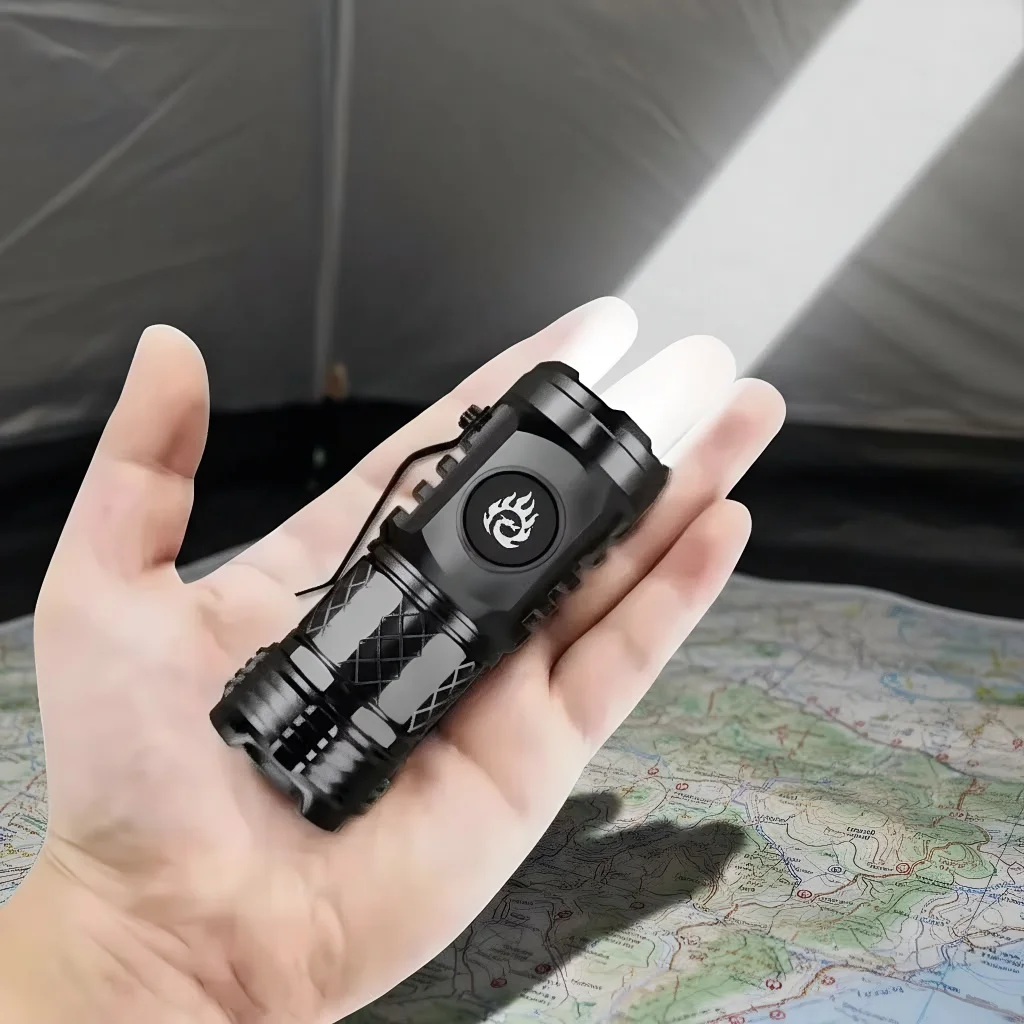 

Super Bright MINI LED Flashlight - USB Rechargeable Zoom Torch - 3 Lighting Modes - Outdoor Camping Fishing Lantern - Powerful