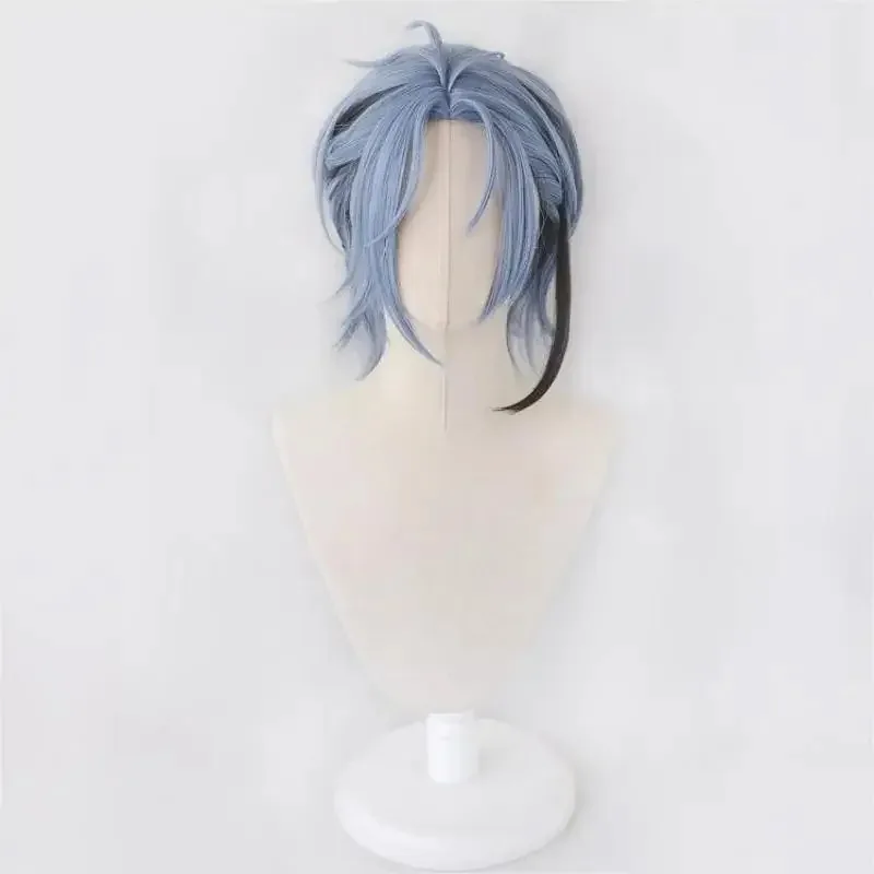 Anime Vtuber Hex Haywire Cosplay Wig Dark Blue Gray And Black Hair Heat Resistant Synthetic Halloween Party Accessories Props