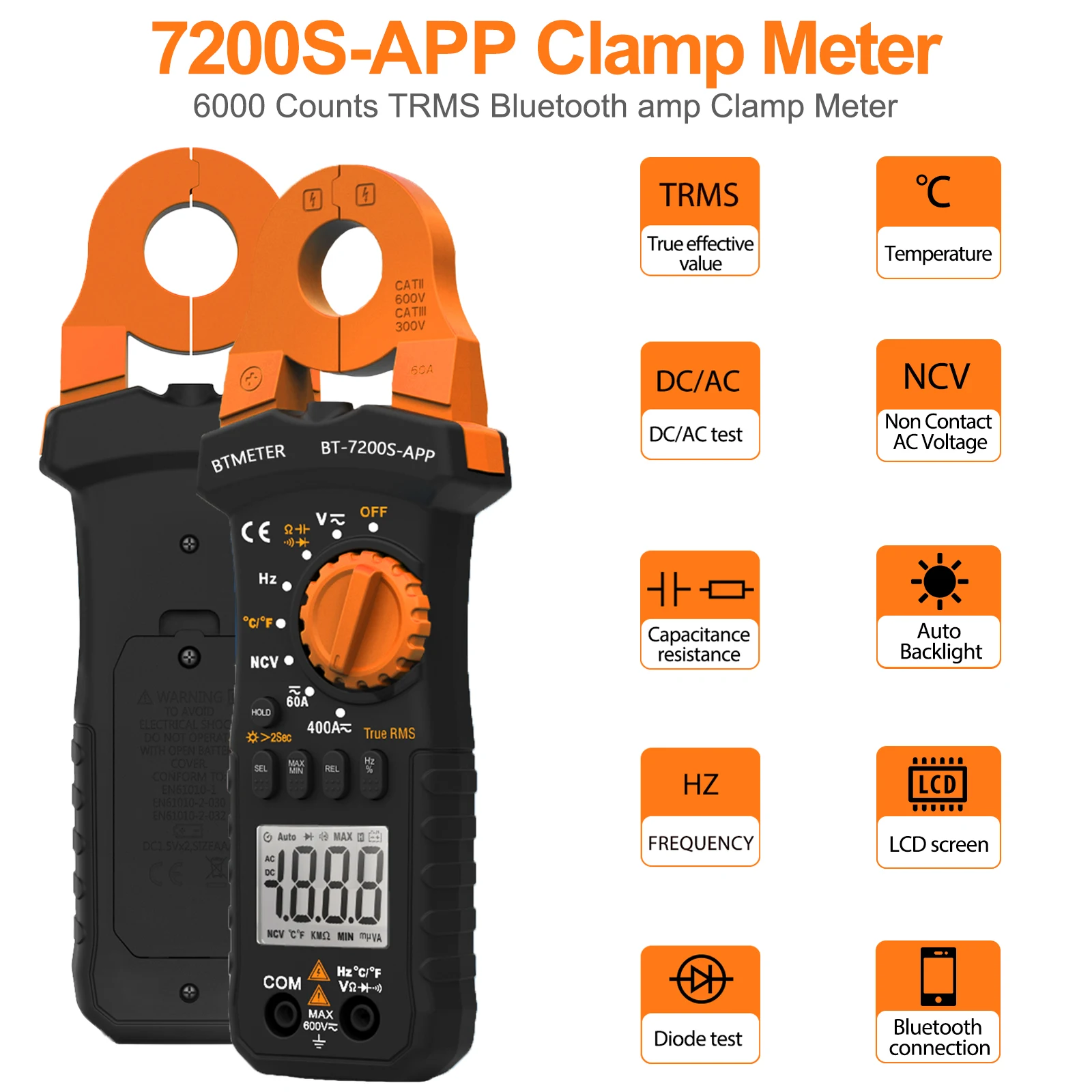 

Best Bluetooth Clamp Meter For Beginners, AC/DC Voltage & Current, Non-Contact Voltage Detection, Auto-Ranging Multimeter Tools