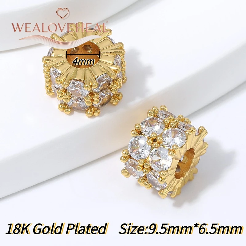 perlen für schmuckherstellung, schmuckherstellung zubehör, 18K vergoldete Messing-Hohlperlen, Olivenperlen-Abstandshalter, mit Zirkonia besetzte Trenner für Perlen, für DIY-Armband-Schmuckherstellungszubehör – Detail 30