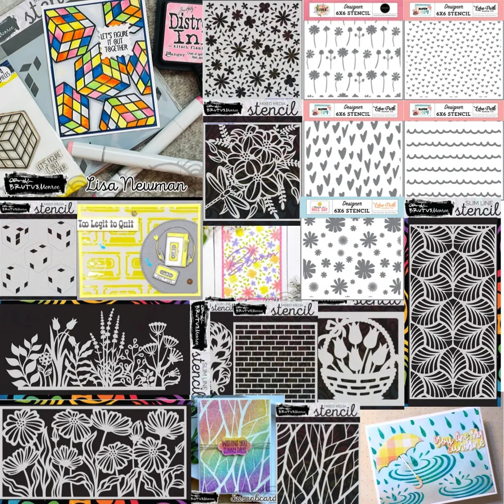 

2025 new Raindrop and Mosaic Stencils Pattern Graffiti Drawing Tool Spray Painting Template DIY Window Scrapbooking Decoration