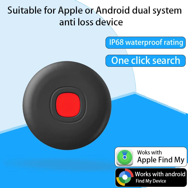Nowe urządzenie zapobiegające zgubieniu z podwójnym systemem dla iOS lub Android, wodoodporny lokalizator przedmiotów współpracujący z aplikacją iOS Find My lub Google Find Hub.