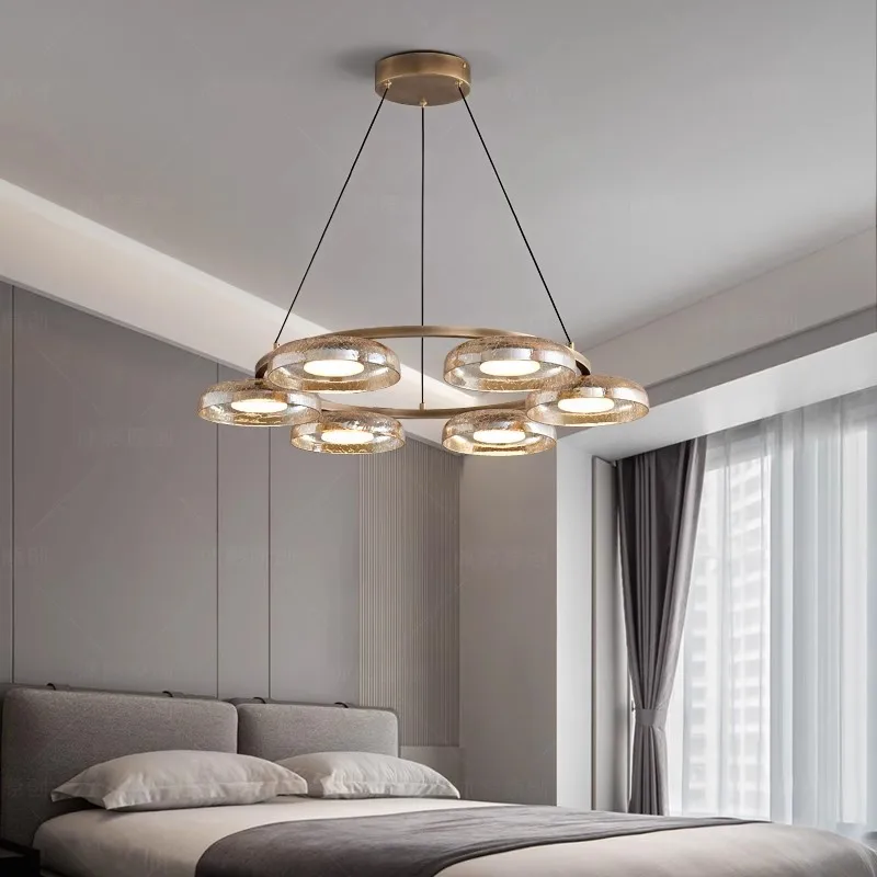 

The main light in the living room hall is a modern retro light and an atmospheric senior bedroom simple chandelier