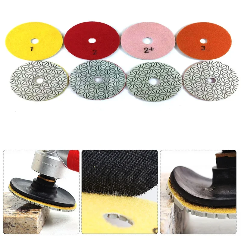 4 Inch 4 Step Polishing Pads Flexible Marble Granite Ceramic Tile Concrete 4PCS Sand papers Sandpaper