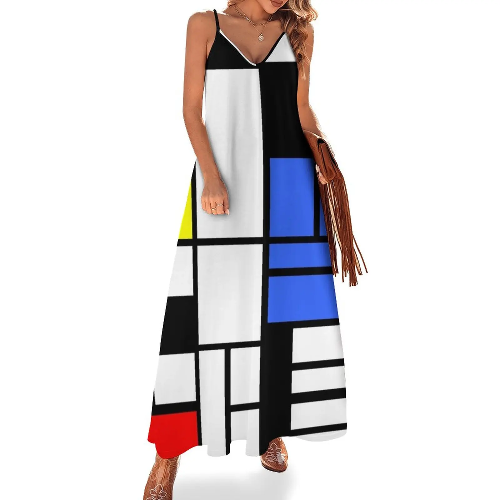 

Modrian inspired Composition with Red Blue and Yellow Sleeveless Dress Dress for girls summer dress daily women evening dress