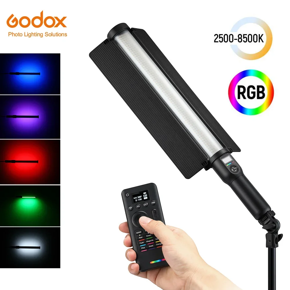 Godox LC500R 2500K-8500K Bi-Color Full Color RGB LED Light Stick Lighting Effects CRI 96 TLCI 98 with Remote Control & Barndoor