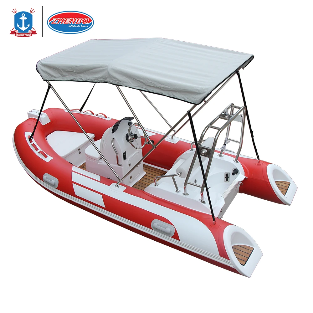 13ft 390 Rib Inflatable PVC Hypalon Best Sale RIB-390C Boat With Rigid Fiberglass Hull Deep V Motor & Trailer