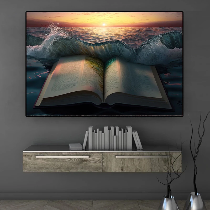 Watercolor Bible Poster Fantastic Scenery Canvas Painting Modern Wall Art Picture Poem Club Office Home Decor Gift Idea