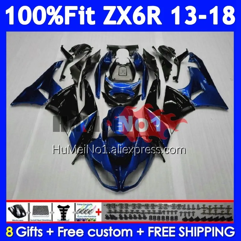 Body For KAWASAKI NINJA ZX 6R 636 ZX-6R 209No.7 ZX6R Blue black 13 14 15 16 17 18 2013 ZX636 2014 2015 2016 2017 2018 Fairing