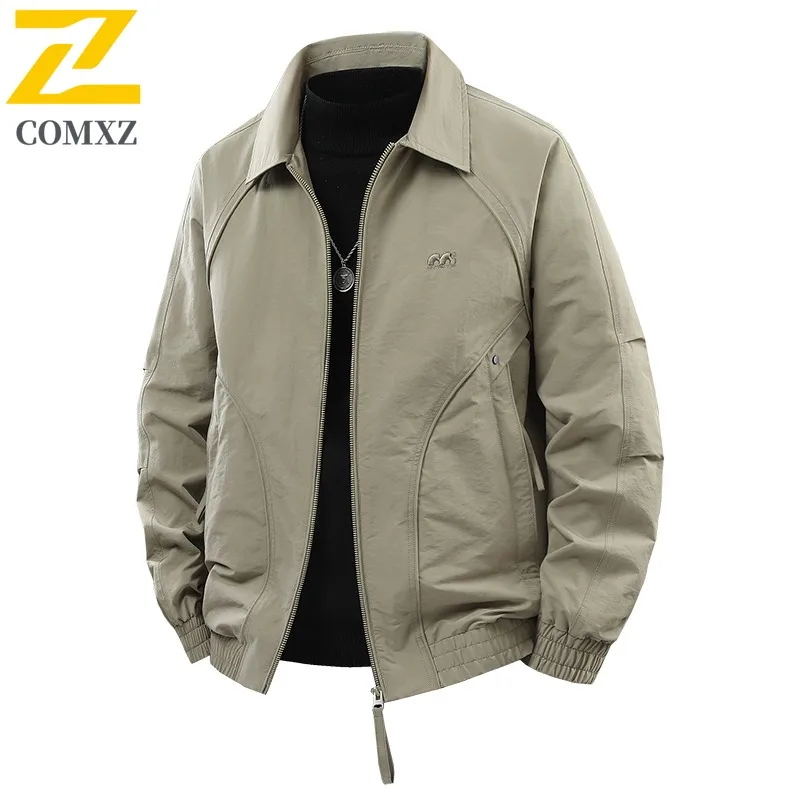 

COMXZ Versatile Jacket 2025 Autumn New Men Casual Camping Cycling Workwear Hiking Loose Fit Multi Pocket Lightweight Outerwer