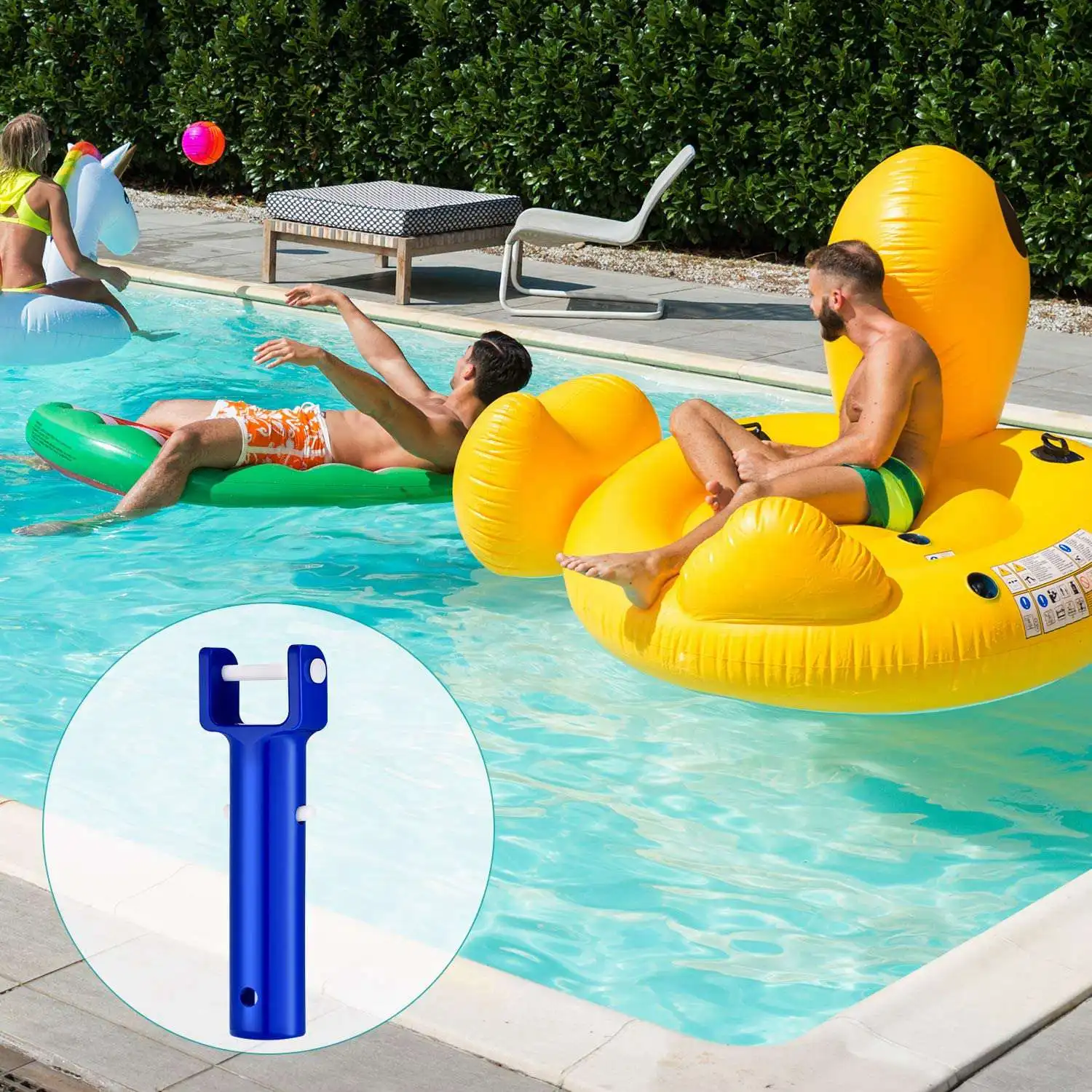 LICE-4Pcs Swimming Pool Vacuum Head Handles Pool Cleaning Tool Replacement Accessories With 12Pcs V-Shaped Clip