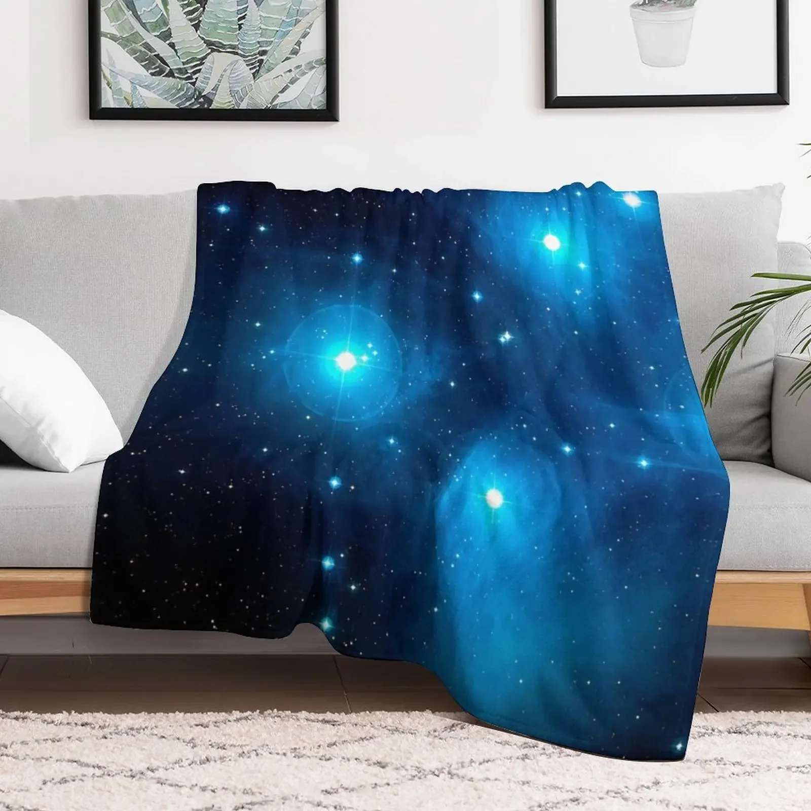 The Pleiades Star Cluster (M45) in the Constellation of Taurus, the Bull. Throw Blanket Sofa Quilt Flannels Summer Blankets