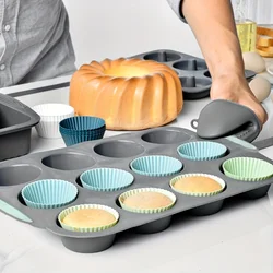 Heat resistant silicone loaf bread muffin donut cake baking tray oven baking pan silicone bakeware set Silicone Cake Pan Set