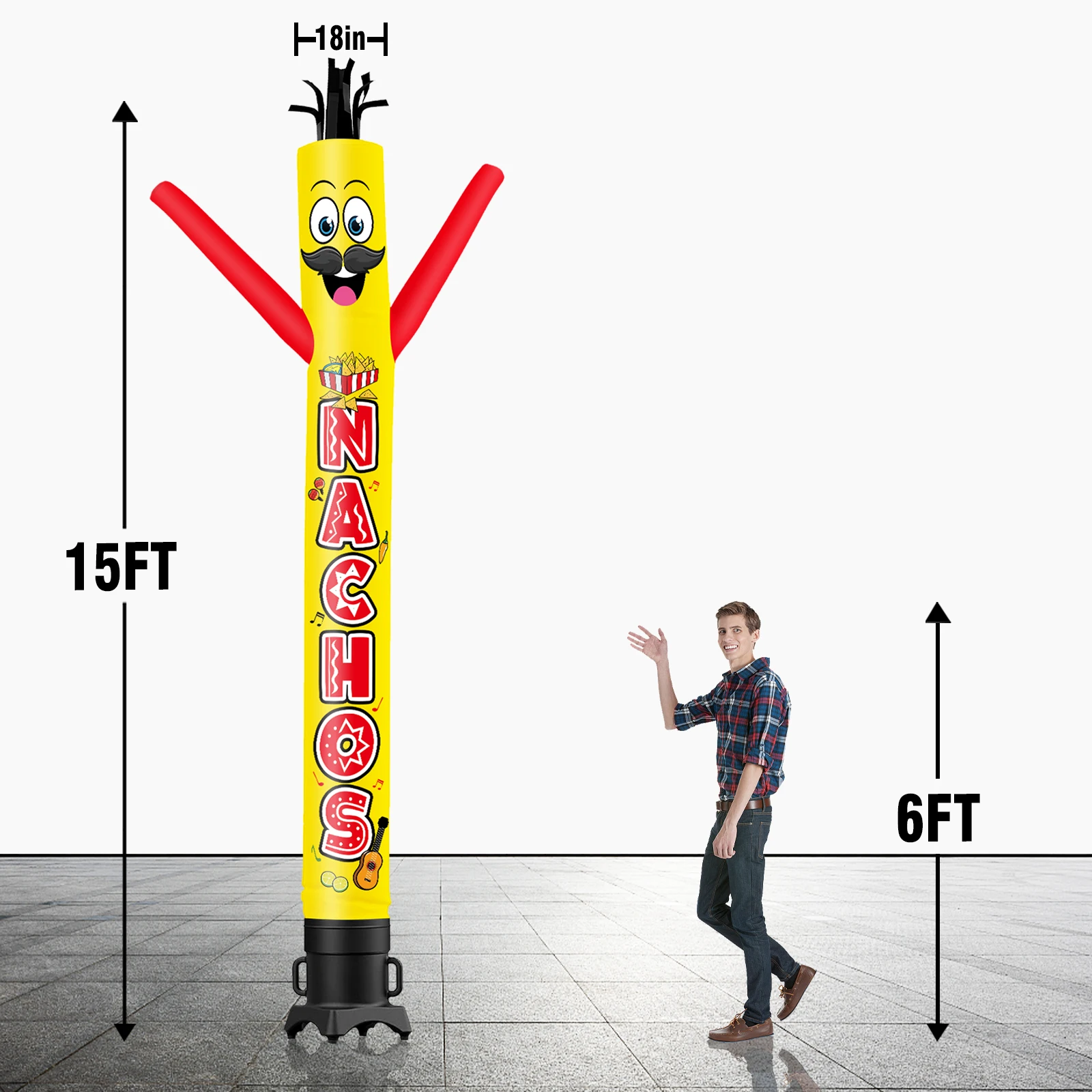 6/10/15/20FT Tall Inflatable Tacos Dancing Guy for Outdoor Decoration Advertising(Blower Not Included)