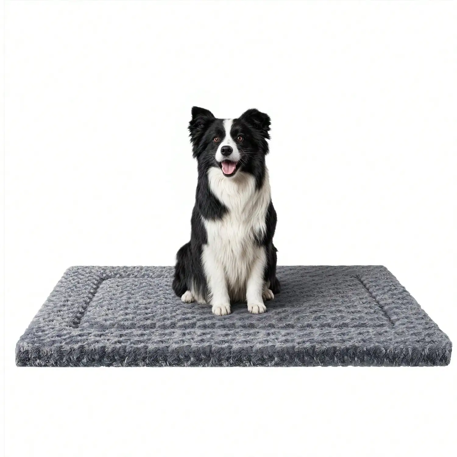 

Foam Dog Crate Mat Kennel Pad With Soft Wavy Plush, Comfortable Anti-Slip Washable Pet Bed Fo
