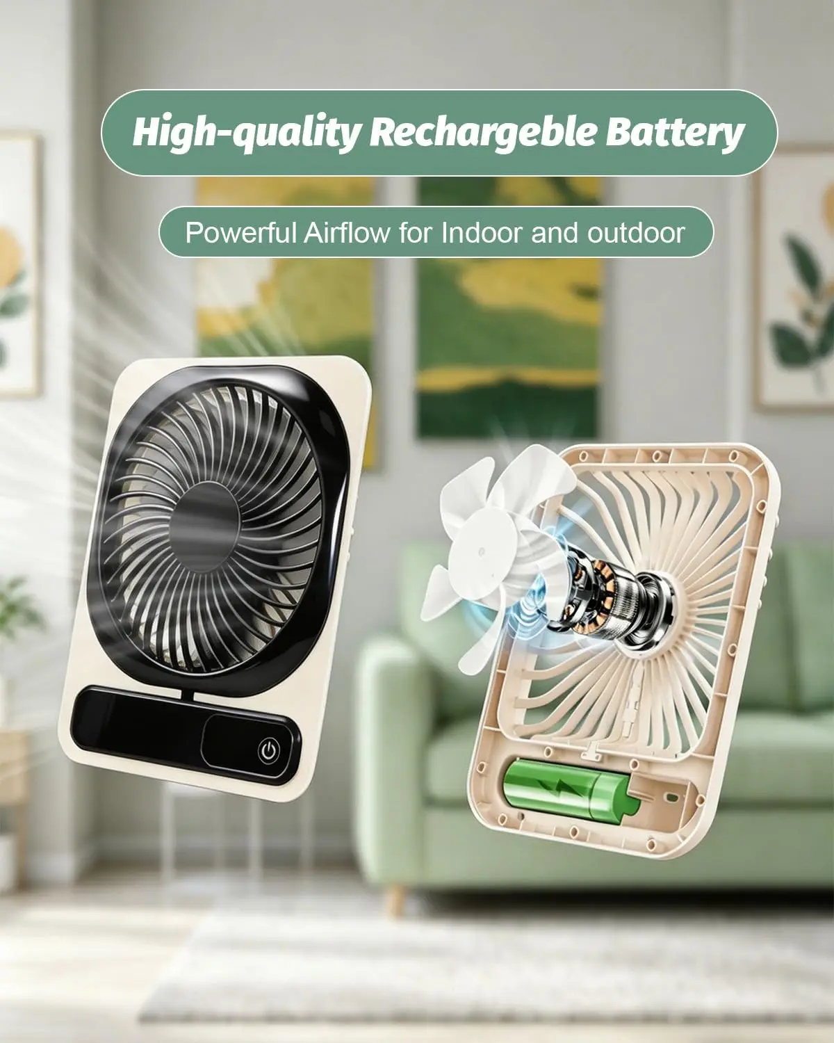 Portable Travel Fan, Quiet Operation Battery Powered Fan with Digital Display Screen, Suitable for Basic Sleep, Camping, Office - view 6