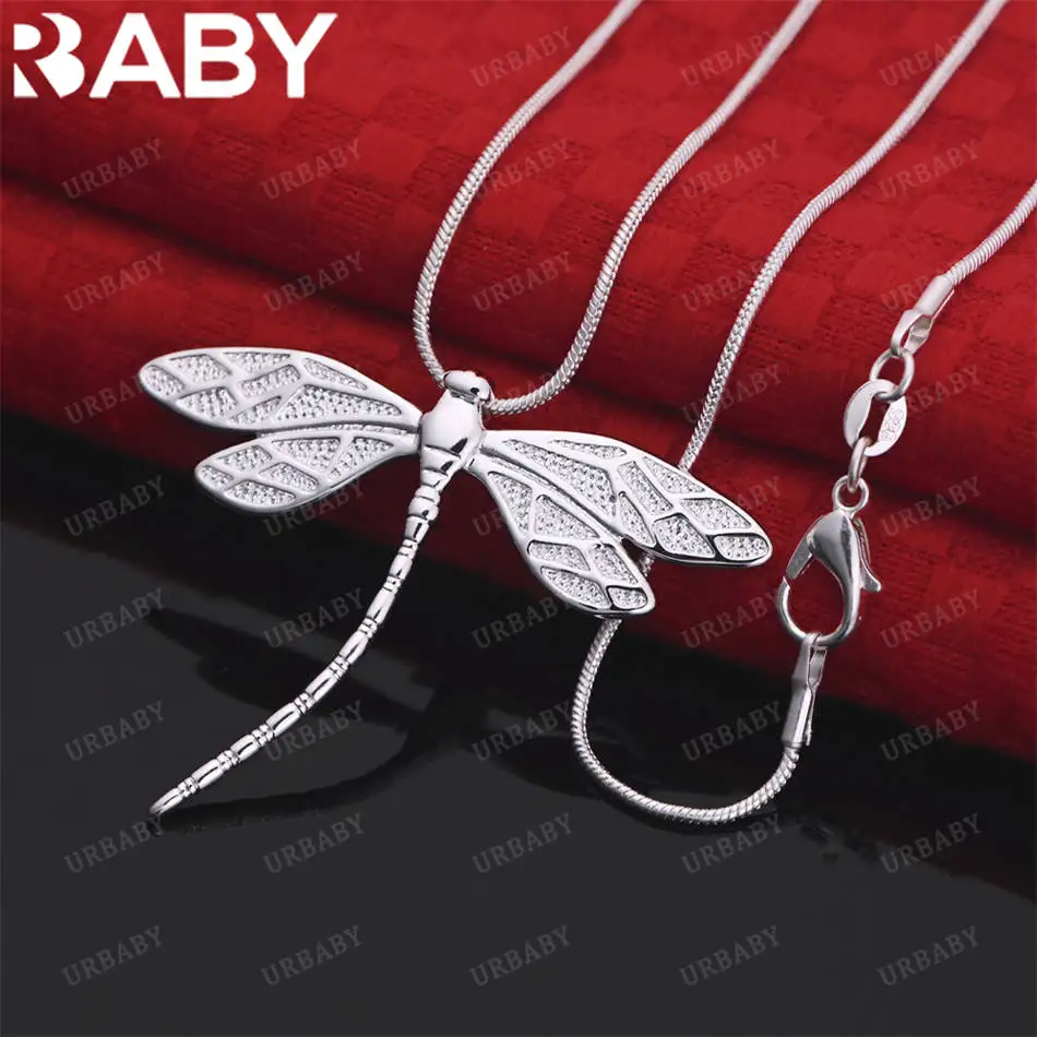 

URBABY 40-75cm 925 Sterling Silver Dragonfly Pendant Necklace For Women Men Creativity Gifts Street All-match Party