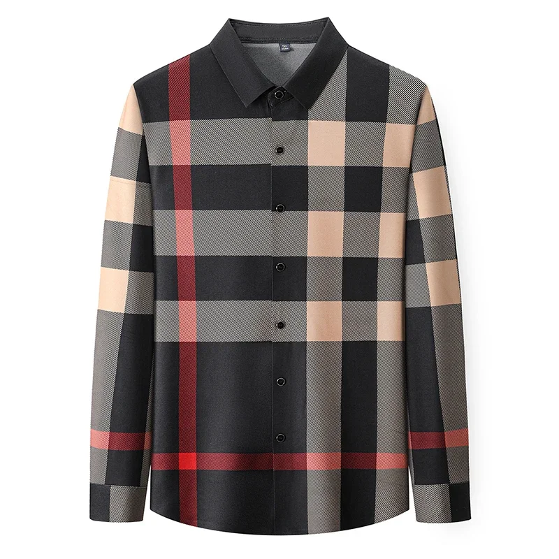 

Осень 2025: бестселлер, новая мужская модная повседневная универсальная рубашка с длинными рукавами, римская бархатная клетчатая рубашка