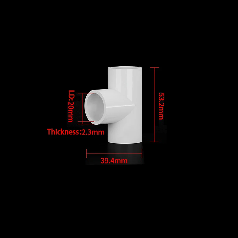 1–20 Stück, 20–40 mm, weißes PVC-Wasserrohr-T-Stück, gleicher Durchmesser, Verbindungsstücke, Wasserversorgungsrohre, Kunststoff-Abflussrohre – Detail 6
