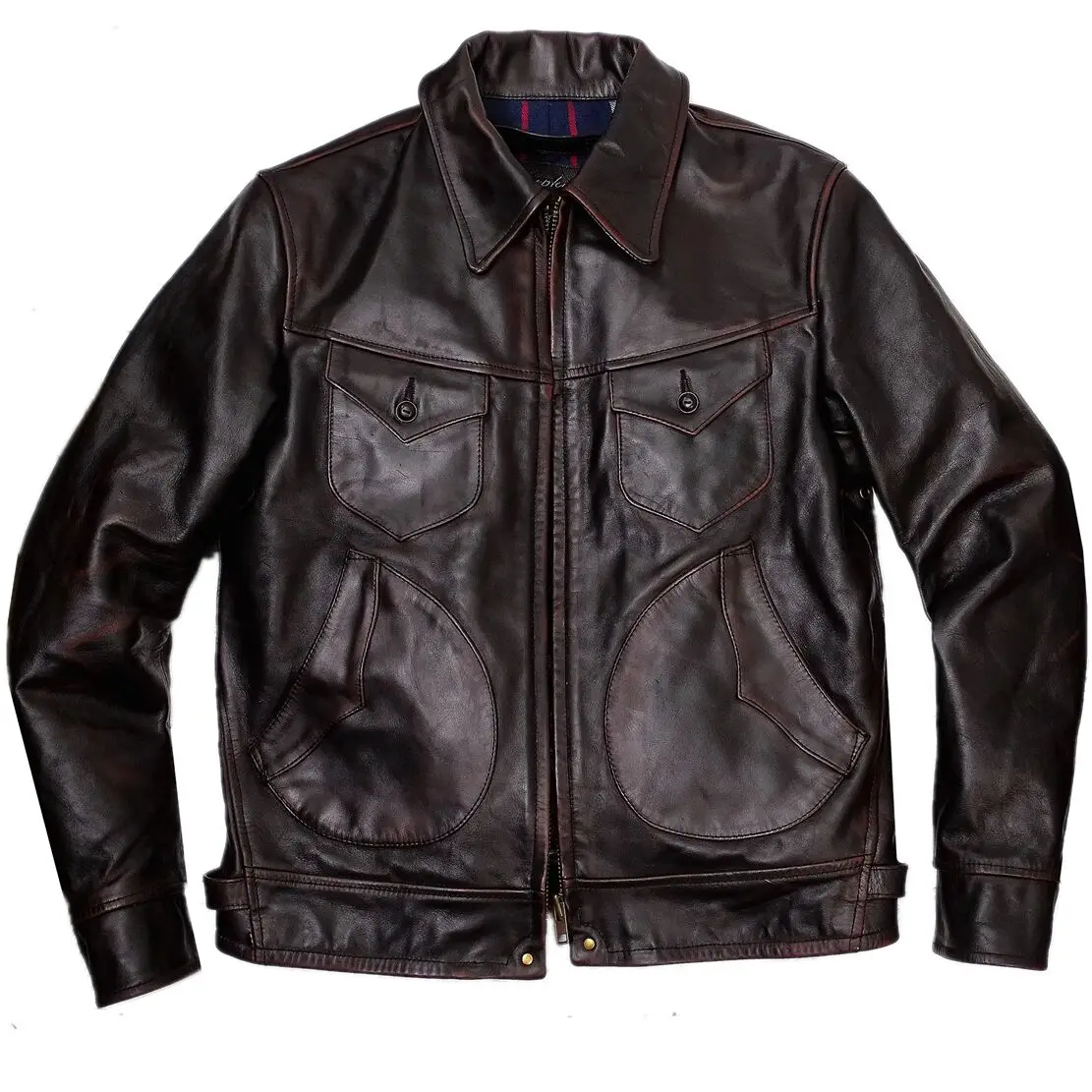 

Leather Jacket for Men Tea Core Horsehide Slim Fit Motorcycle Cowboy Safari Style Vintage Designer Clothes