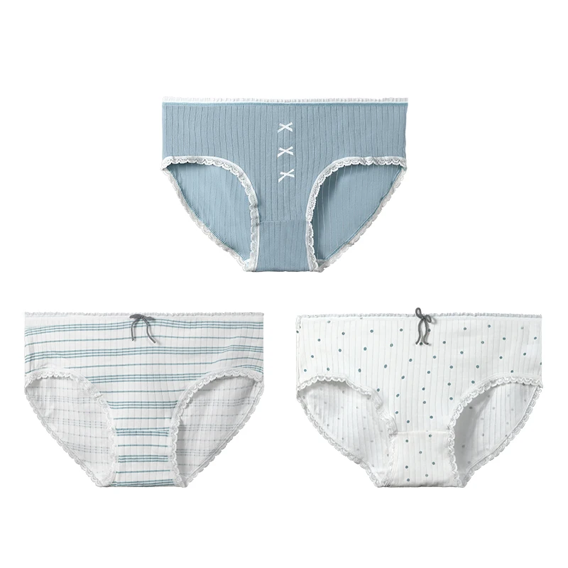 5pcsComfortable and breathable briefs for women, summer thin mid-waist pants, all-cotton crotch pants and shorts for young girls