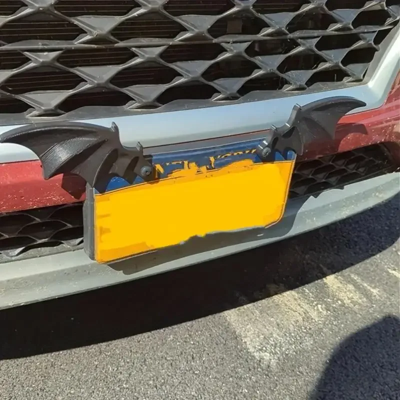 1 Pair Black Batwing Car License Plate Covers & Frames Decoration - Durable Plastic, Ideal Gift For Horror Vampire Theme Lovers