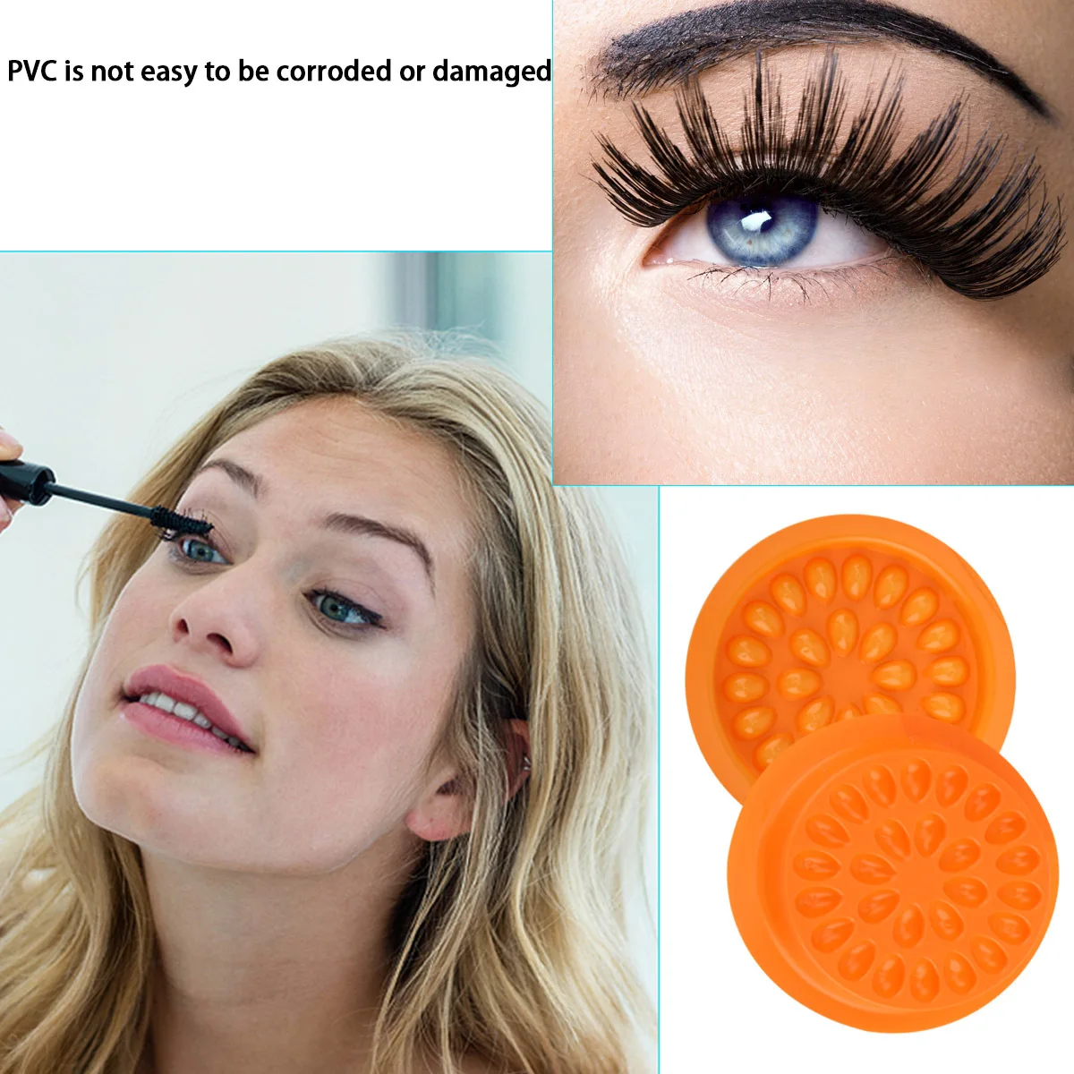 100 Stuks Lijm Lade Pvc Herbruikbare Waterdichte Lichtgewicht Valse Wimper Houder Bloemvorm Make-Up Tool Voor Wimper Extension Pads