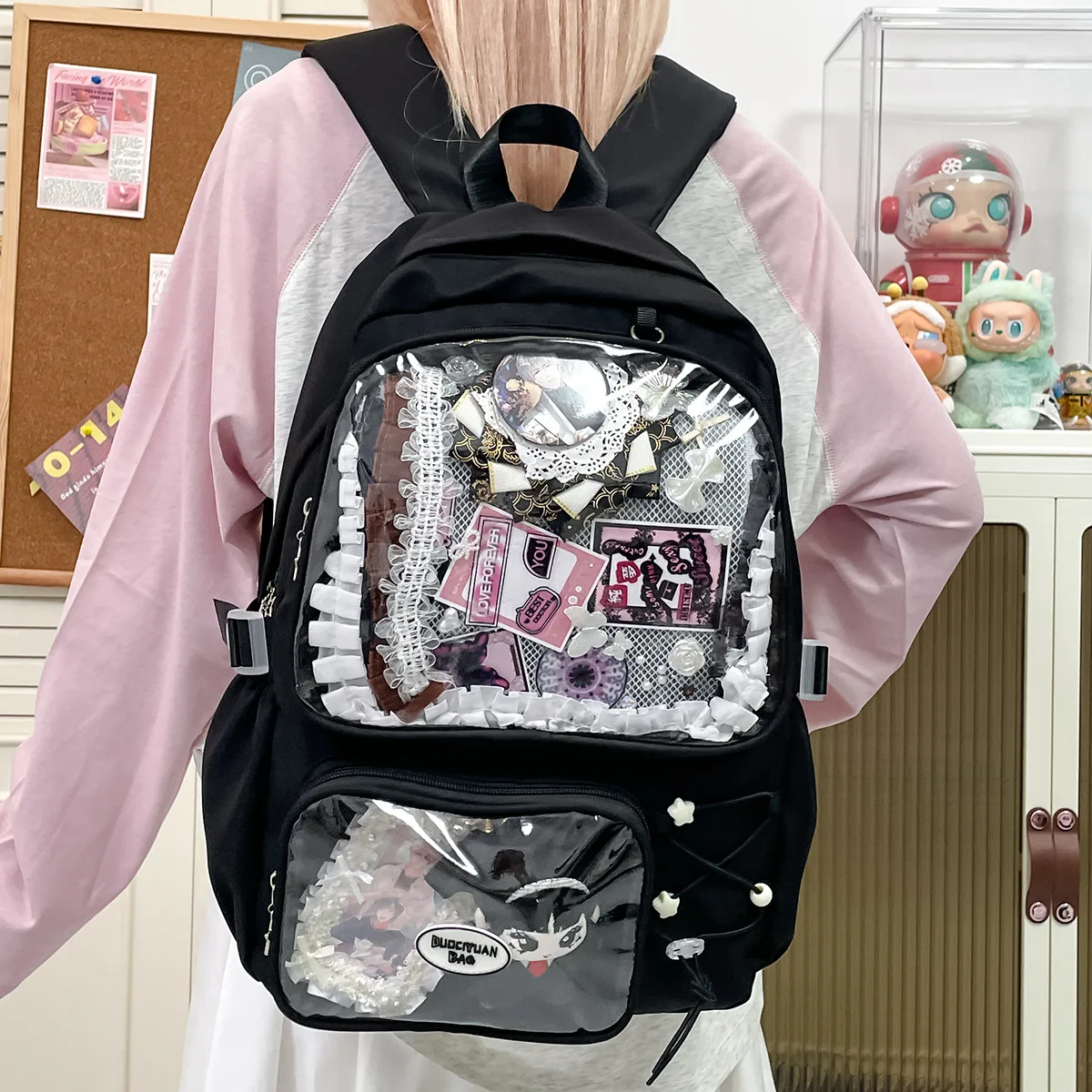 Women White Transparent School Bag Large Capacity Japanese Ita Backpack Harajuku Lolita Backpacks Diy Jk Itabag Design Y2k Bags