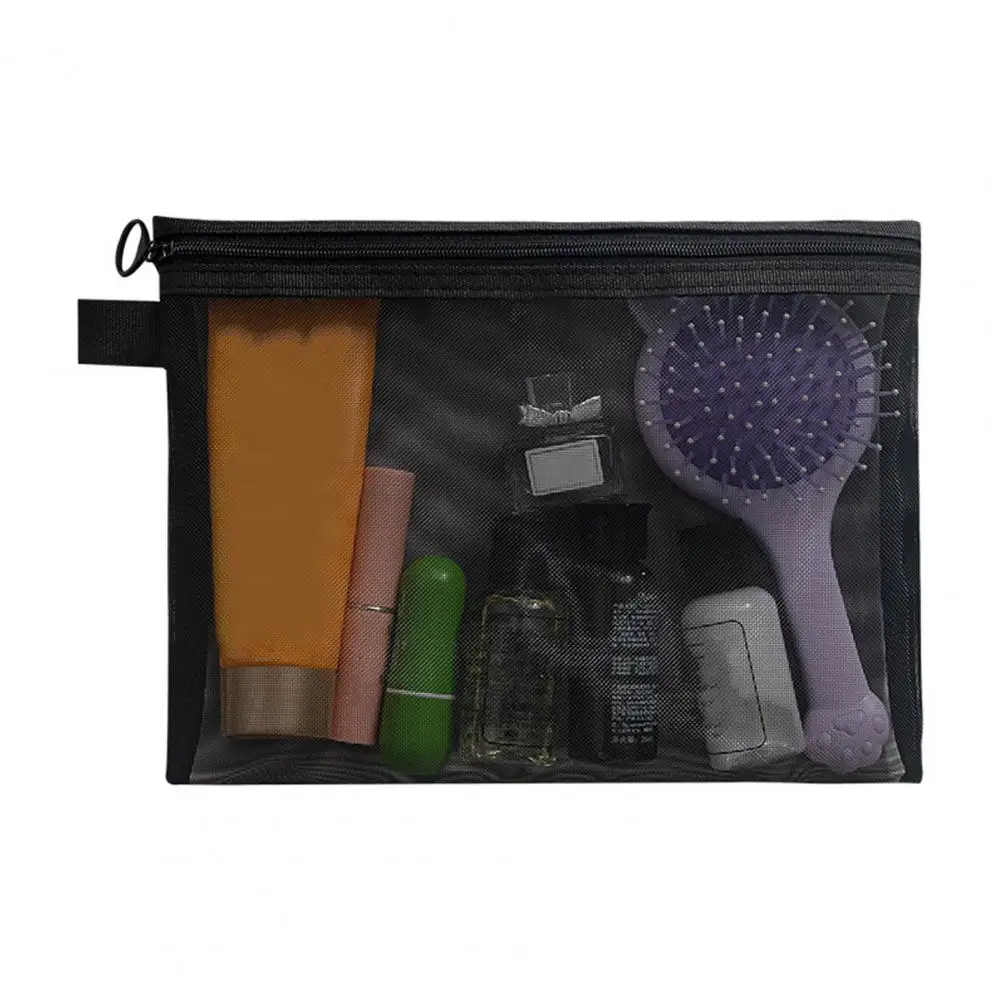 Heavy-duty Mesh Organizer Lightweight Storage Bag Travel Makeup Bag with Zipper Closure Mesh Pouch for Earphone Key for Commute