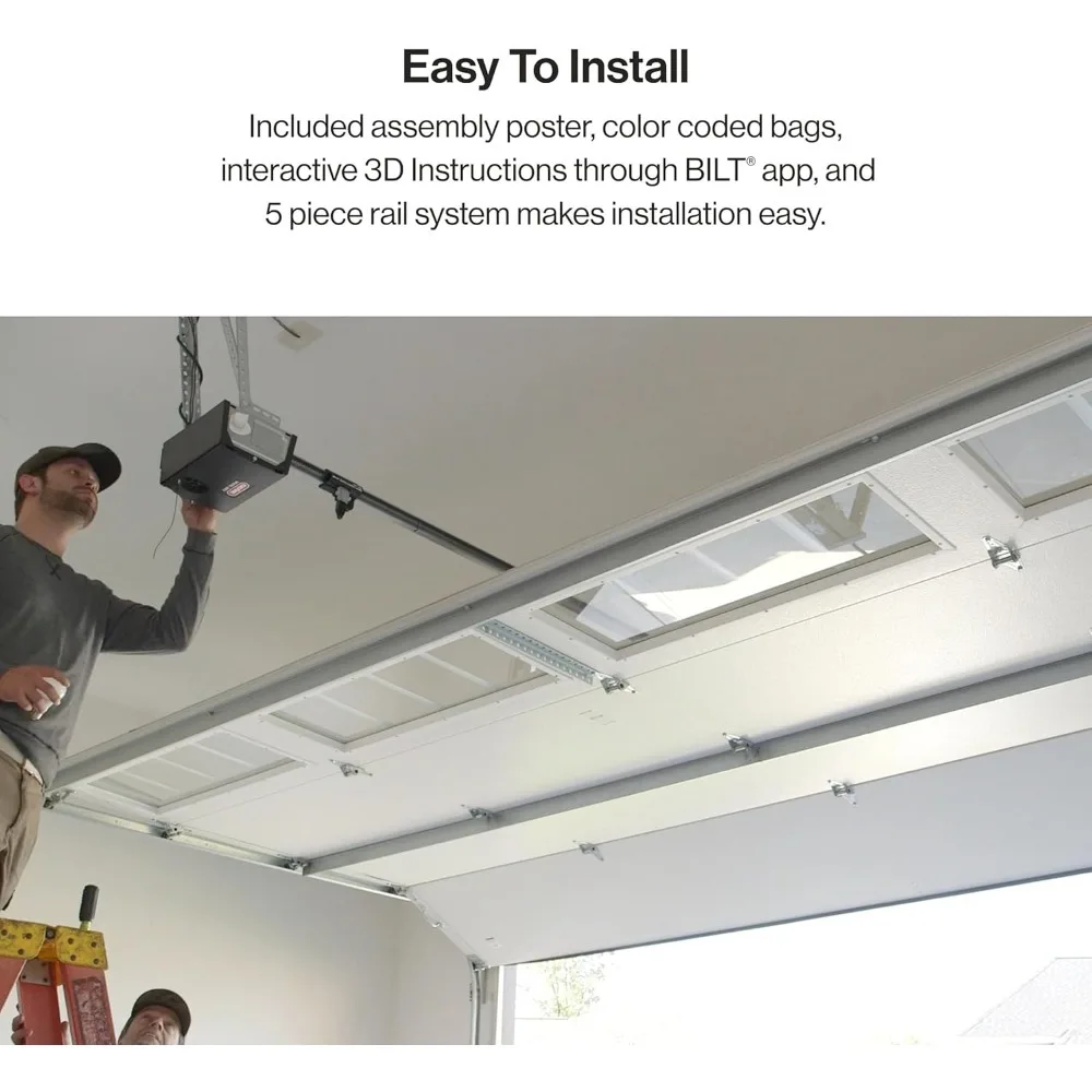 2055-LED Essentials فتاحة باب المرآب، تتضمن لمبات LED، فتاحة باب المرآب ذات محرك حزام فائق الهدوء شحن سريع