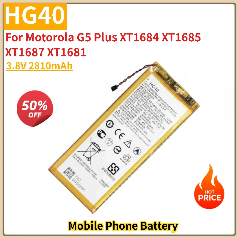 

HG40 Battery 3.8V 2810mAh For Motorola G5 Plus XT1684 XT1685 XT1687 XT1681 Phone Replacement Battery Brand-New High Quality