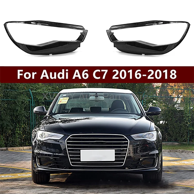 

Headlight Cover For Audi A6L C7PA 2016-2018 High Quality Black Front Lamp Shell Precise Fit UV Resistant Durable Car Accessories