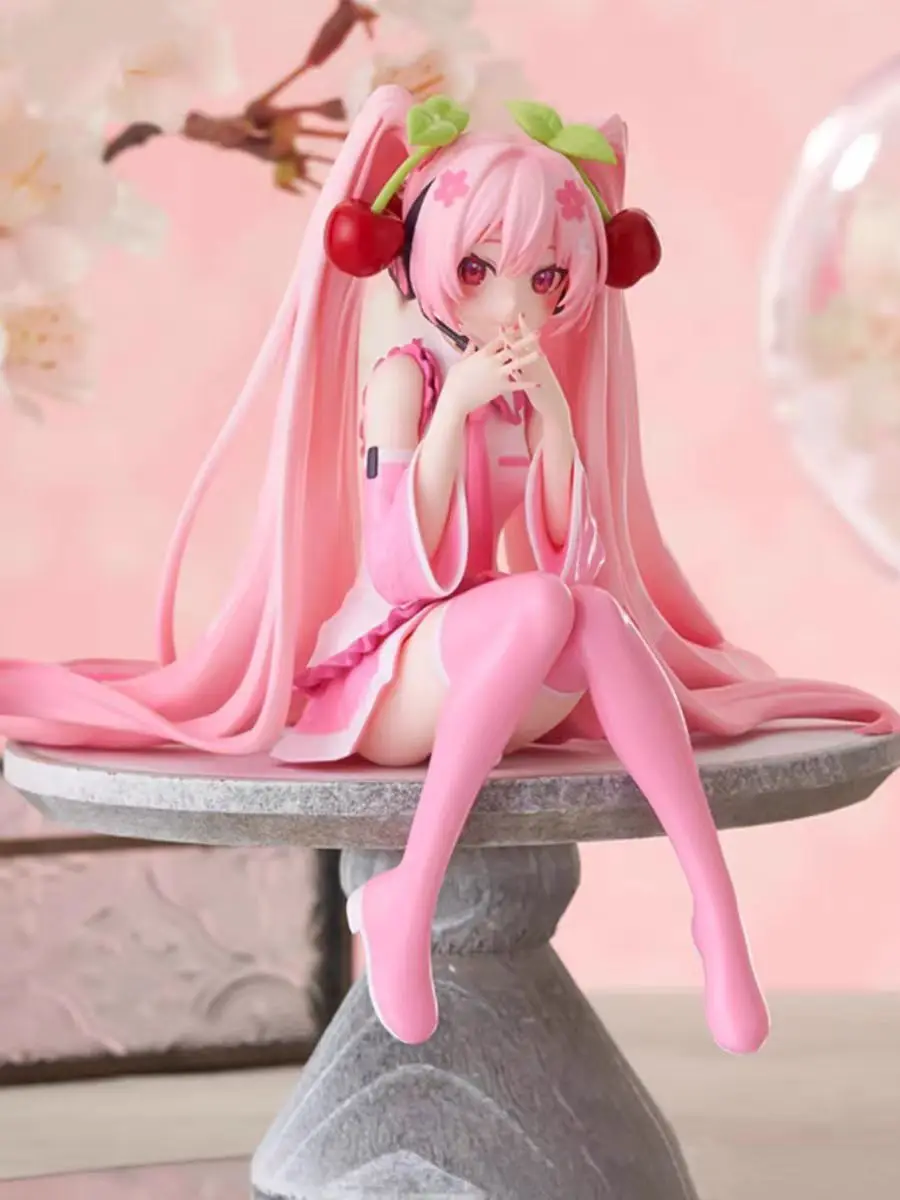 New Hatsune Miku Anime Figures Pink Dress PVC Model Action Toys Cherry Pink Cherry Blossom Decoration Collect Fans Gifts