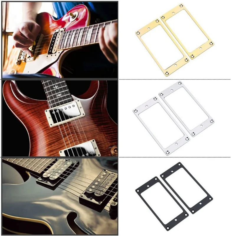 Guitarra Elétrica Humbucker Pickup Mount Ring Frames, ouro, prata, preto, metal, 90mm X 45mm, 2Pcs