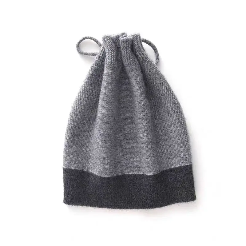 Cashmere hat for women, dual-purpose neck warmer with a tie, thickened pullover to cover the neck, warm knitted scarf.