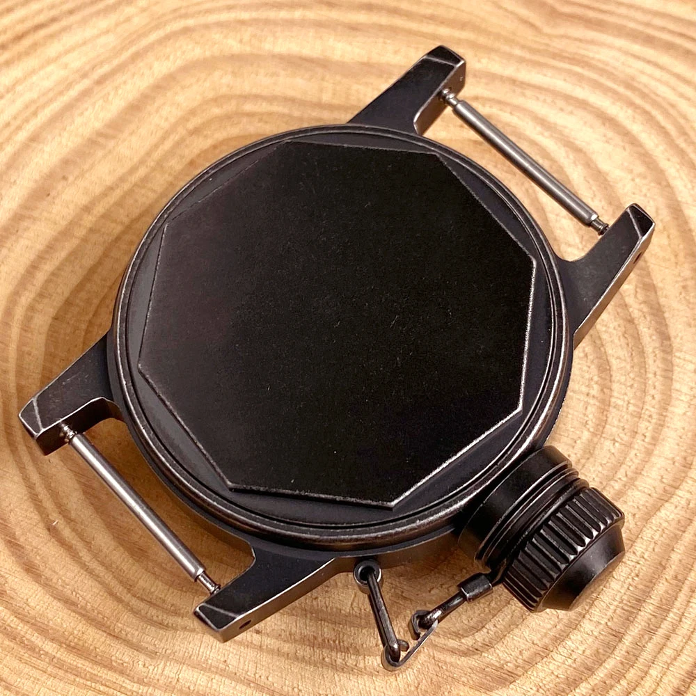 36mm Black/Silver Watch Case Domed Sapphire Crystal Big Crown For Frogman Style Fit NH35 NH36 ETA2824 PT5000 20ATM Screw Crown