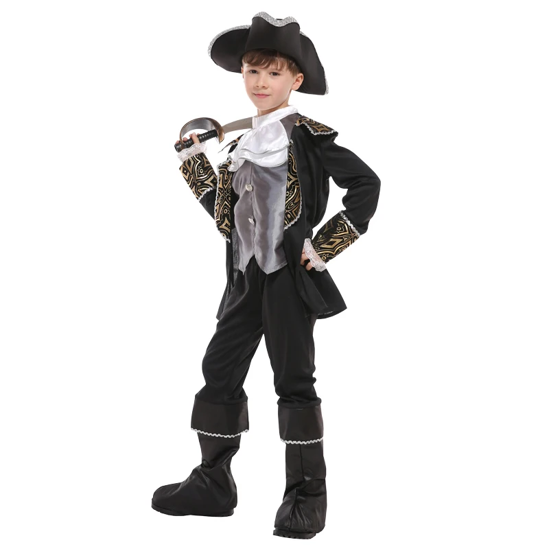 Halloween Cosplay Kostüme Kid Pirate Cosplay Set für Jungen Karneval Party M-XL ohne Waffen