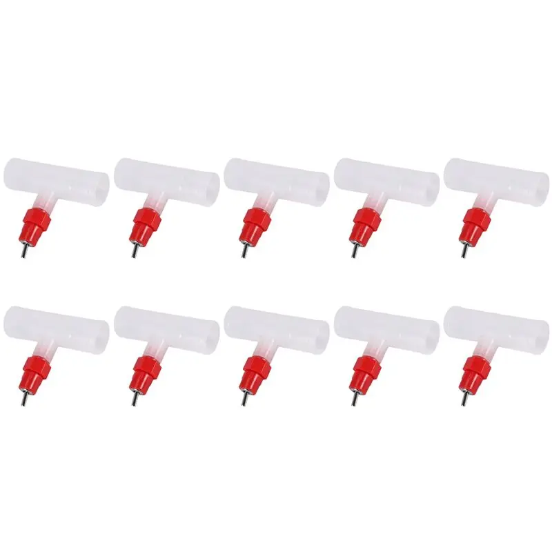 A93E-Chicken Nipples Tee Fittings - Fully Automatic Poultry Waterers Kit Chicken Water Drinker 10 Pack
