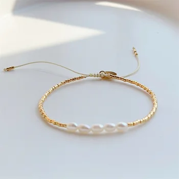 KKBEAD 여성용 천연 진주 팔찌, 골드 컬러 미유키 비즈, 우아한 팔찌, 심플한 얇은 펄서, 여성 패션 주얼리 선물 Best5 KKBEAD 여성용 천연 진주 팔찌, 골드 컬러 미유키 비즈, 우아한 팔찌, 심플한 얇은 펄서, 여성 패션 주얼리 선물 Best5