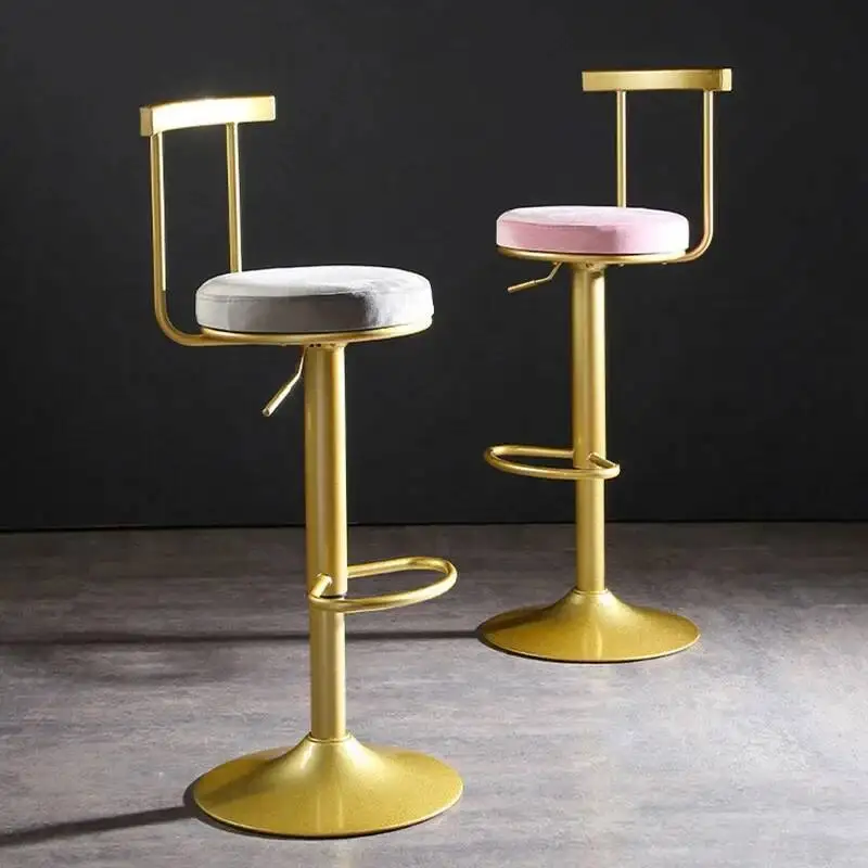 Sedia da bar da pranzo per ufficio Sedie d'attesa di lusso minimaliste dorate Panca alta con schienale Cadeiras De Espera Sedia per mobili per la casa