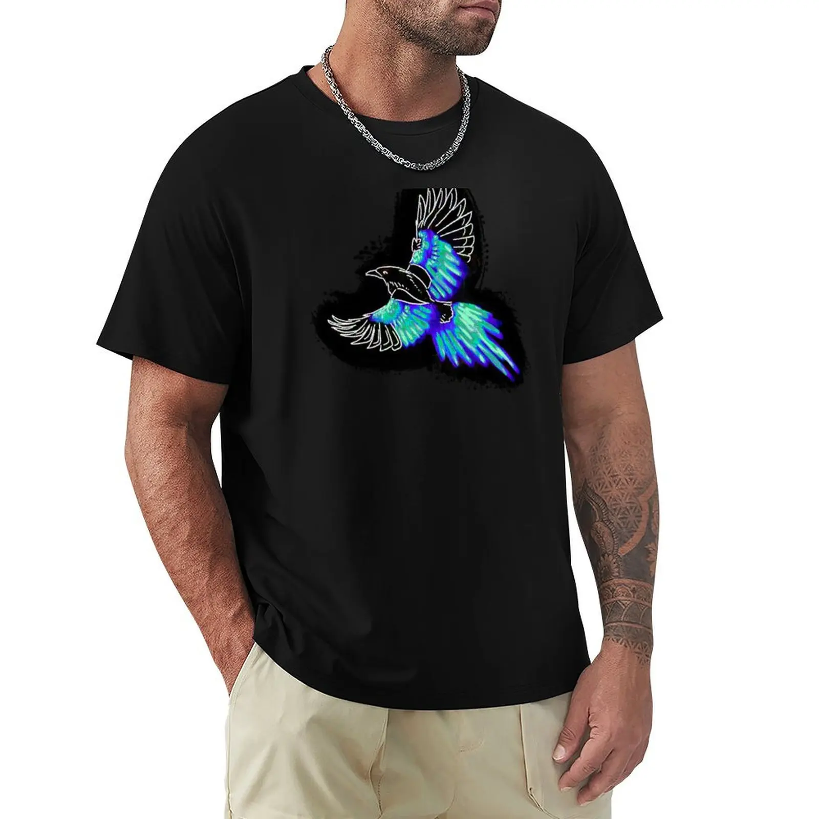 

Neon Magpie T-Shirt plus sizes customs design your own animal prinfor boys anime clothes black t-shirts for men